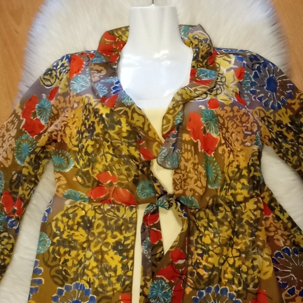 CAbi Floral Chiffon Cardigan Blouse - Picture 10 of 13